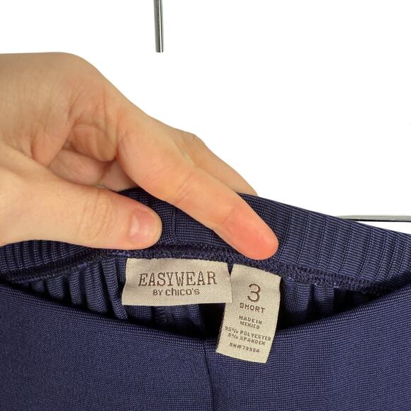 Chicos Easywear Purple Pull On Slinky Pants Travel Work Womens 3 Short US XL - Picture 3 of 5